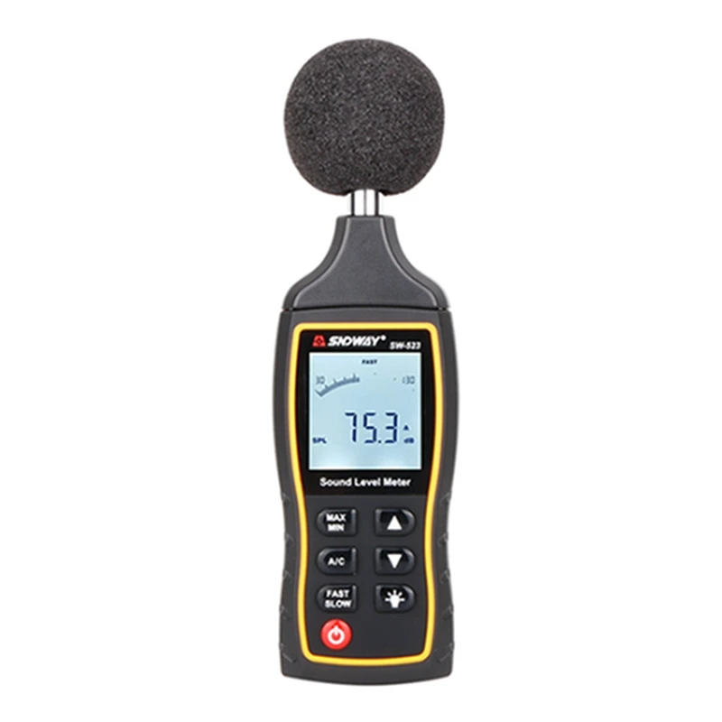 

SNDWAY SW-523 Digital Sound Level Meter 30~130db Large Screen Decibel Noise Meter Mini Noise Value Level Meter Alarm Data Store