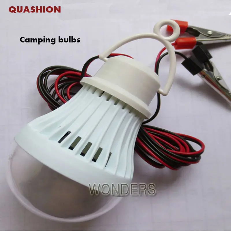 Portable Energy-Saving 3W 5W 7W 9W 12W dc-dc 12V LED Light Lamp Bulb For Camping Hiking Tent Garden with clip