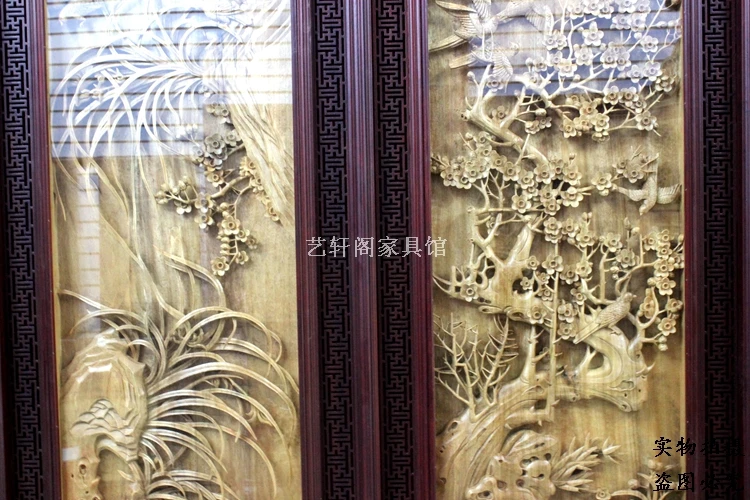 Dongyang woodcarving wall hanging pendant hanging folding screen Ming seat screen sijihua meilanzhuju special offer products