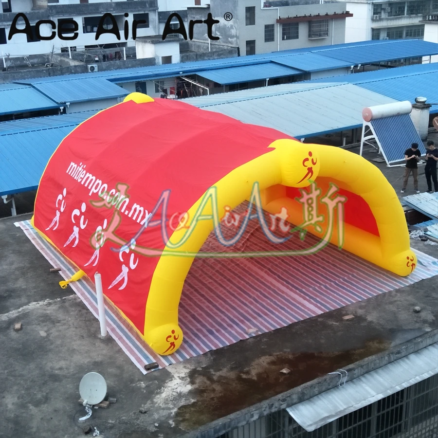 Hot Sale Red and Yellow Inflatable Tunnel Tent with Patterns of Running Athletes for Sport Events