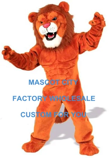 

Deluxe Red Power Cat Lion Mascot Costume Adult Size Male Lion Wild Animal Theme Carnival Party Cosply Mascotte Suit SW1019