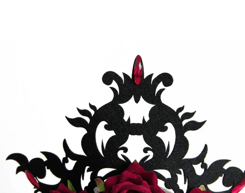 عقال للنساء القوطية الباروك نمط بيان تاج تيارا الثلاثي زهرة روز حجر الراين فستان بتصميم حالم حفلة هيرباند الشعر هوب #4