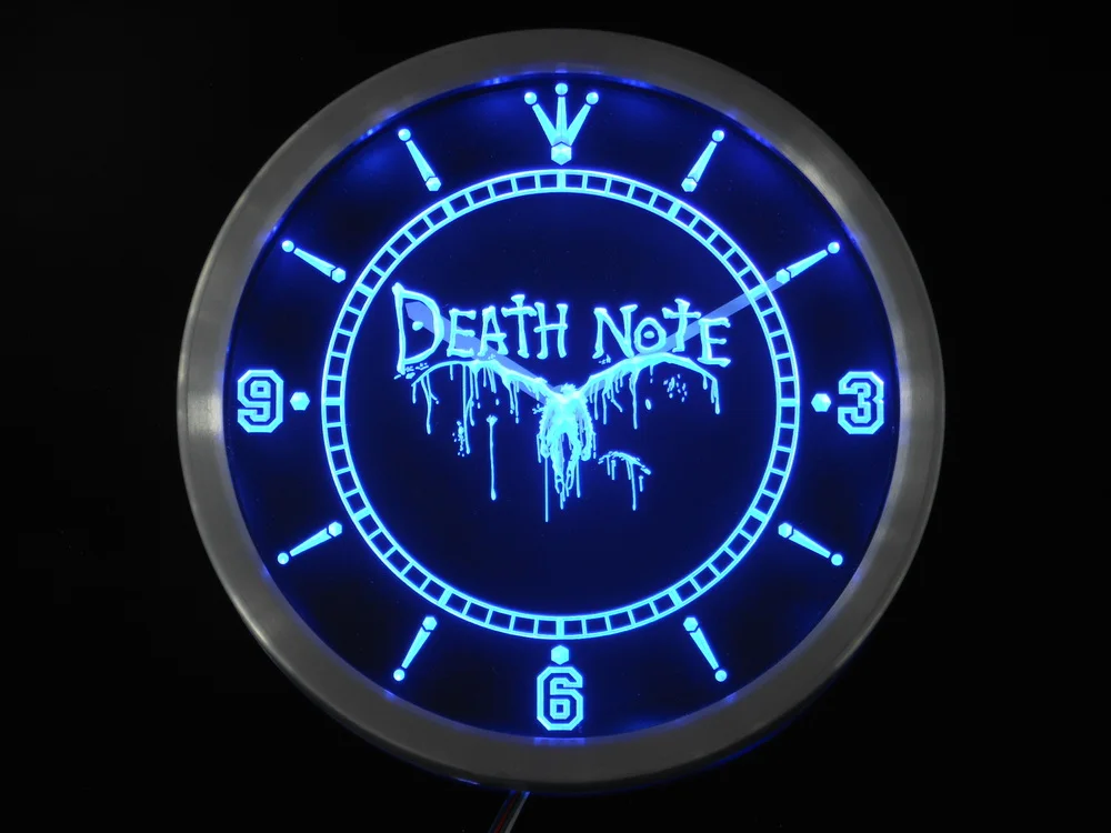 nc0227 Death Note Notebook Neon Light Signs LED Wall Clock