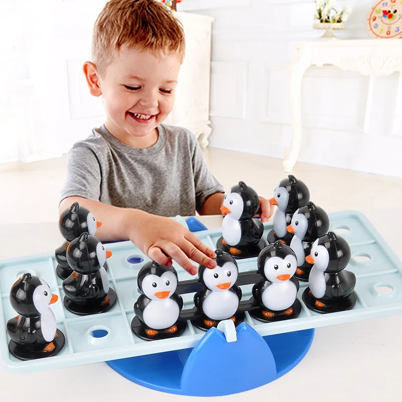 Children Interactive Balance Penguin Multiplayer Desktop Game Balance Penguin Seesaw Toys Collection Gift Presentation