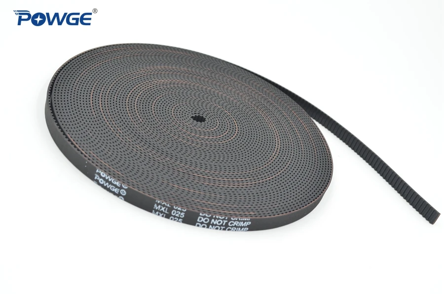 POWGE Trapezoid MXL Open Synchronous Timing belt  MXL-025 MXL-037 Rubber Neoprene fiberglass width 3/4.8/6.4/ 9.5/12mm Pulley