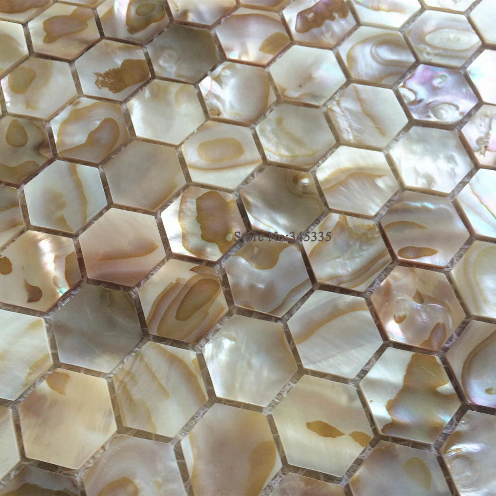 

Natural hexagon shell mosaic tile mother of pearl kitchen shower bathroom backsplash background wallpaper