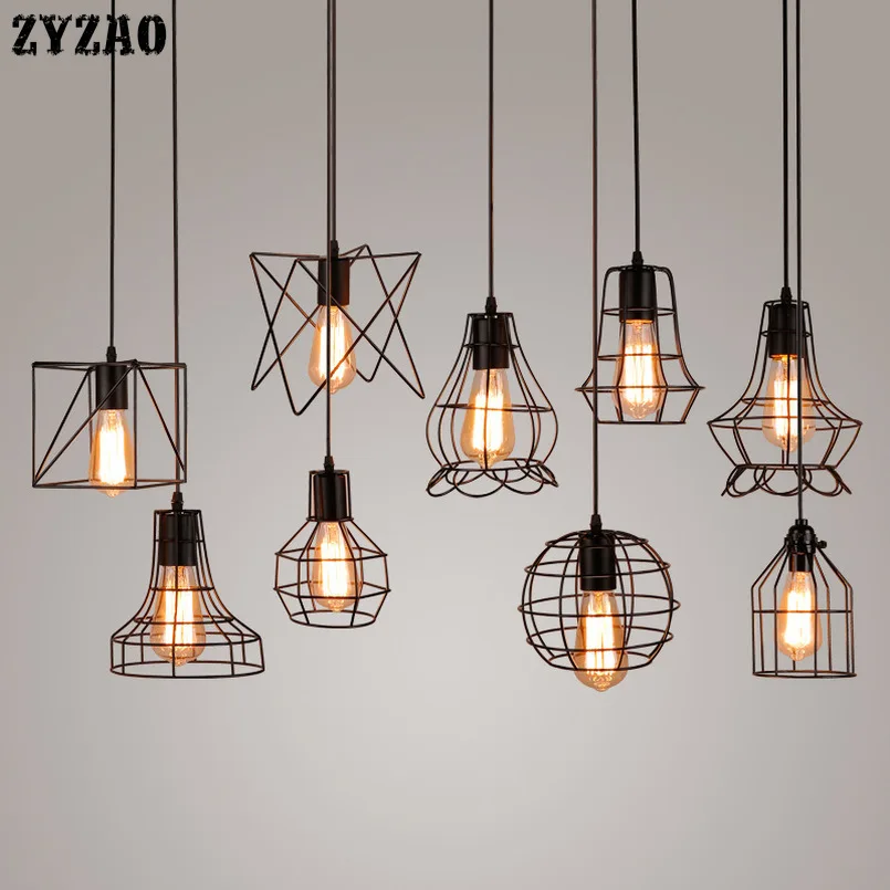 

Industrial Retro Iron Pendant Lights Dining Room Restaurant Kitchen Hanging Lamp Loft Vintage Simple Bedroom Bar Pendant Lamps