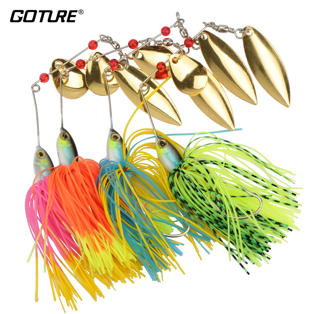 

Goture 4 pcs 18g Fishing Lure Noise Composite Sequins Spinner Bait Metal Spoon Blades Willow Colorado For Large Mouth Bass