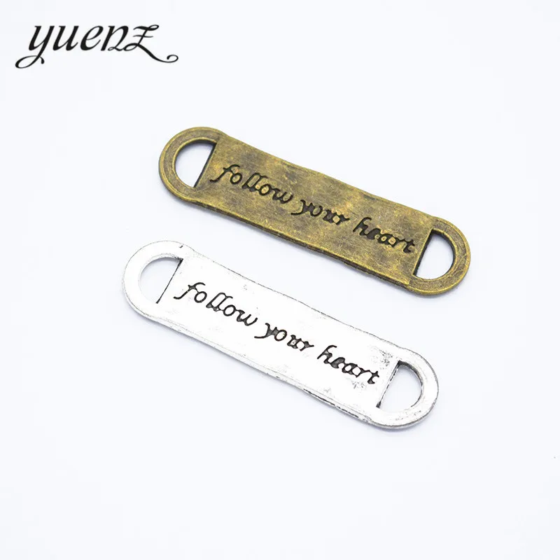 YuenZ 5pcs 2 colour Antique bronze Alphabet follow your heart Pendant Alloy DIY Fashion charm Bracelet Jewelry Accessories S241