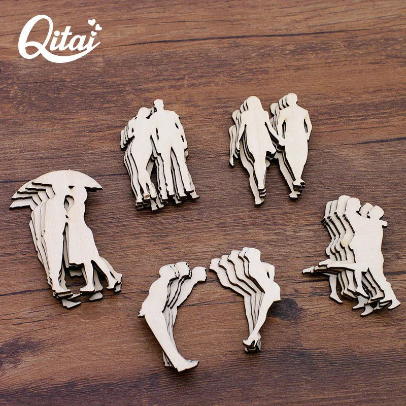 Man Woman Couples QITAI 30PCS/SET 6 Models Wooden For Love DIY Decoration Party Wedding Crafts Scrapbooking Gift Handmade WF305