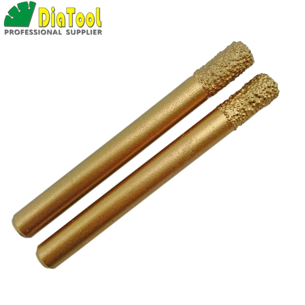 

DIATOOL 2PCS CNC Engraving Bits For Stone(6/12mm) Flat-end, Striaght Diamond Burrs, Vacuum Brazed Diamond Carving Bits