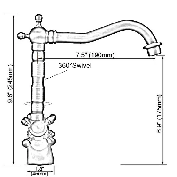 Đen Dầu Cọ Xát Bằng Đồng Dual Chéo Tay Cầm Một Lỗ Phòng Tắm Nhà Bếp Lưu Vực Rửa Vòi Nước Xoay Vòi Xịt Sàn Tàu Gắn mnf344