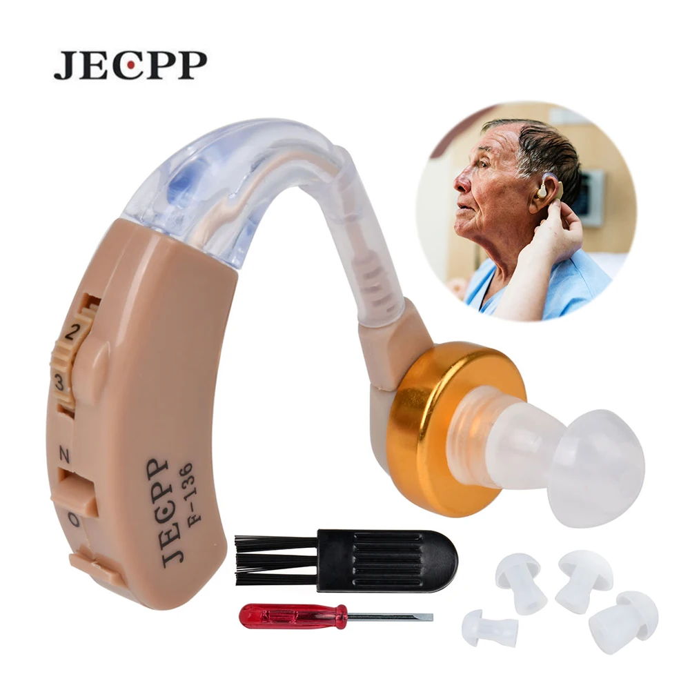 F-136 Ear Hearing Aid Kit Adjustabale Behind the Ear Invisible Voice Amplifier Sound Enhancer