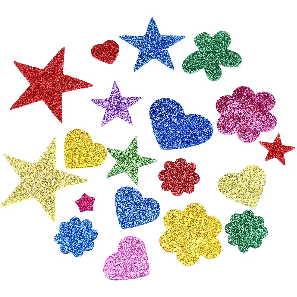 XRHYY Glitter Stickers Self-Adhesive Stickers Star/Hear/Flower Shape For Scrapbooking Greeting Cards Kids' Craft School & Home