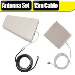 GSM CDMA 3G WCDMA 4G LTE Antenna Set For Signal Booster 10dBi Log Periodic Antenna + 9dBi Panel Antenna +15 Meters Coaxial Cable
