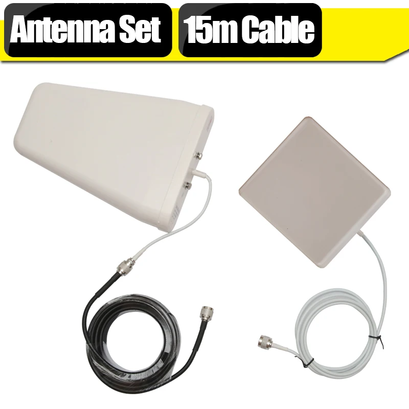 GSM CDMA 3G WCDMA 4G LTE Antenna Set For Signal Booster 10dBi Log Periodic Antenna + 9dBi Panel Antenna +15 Meters Coaxial Cable