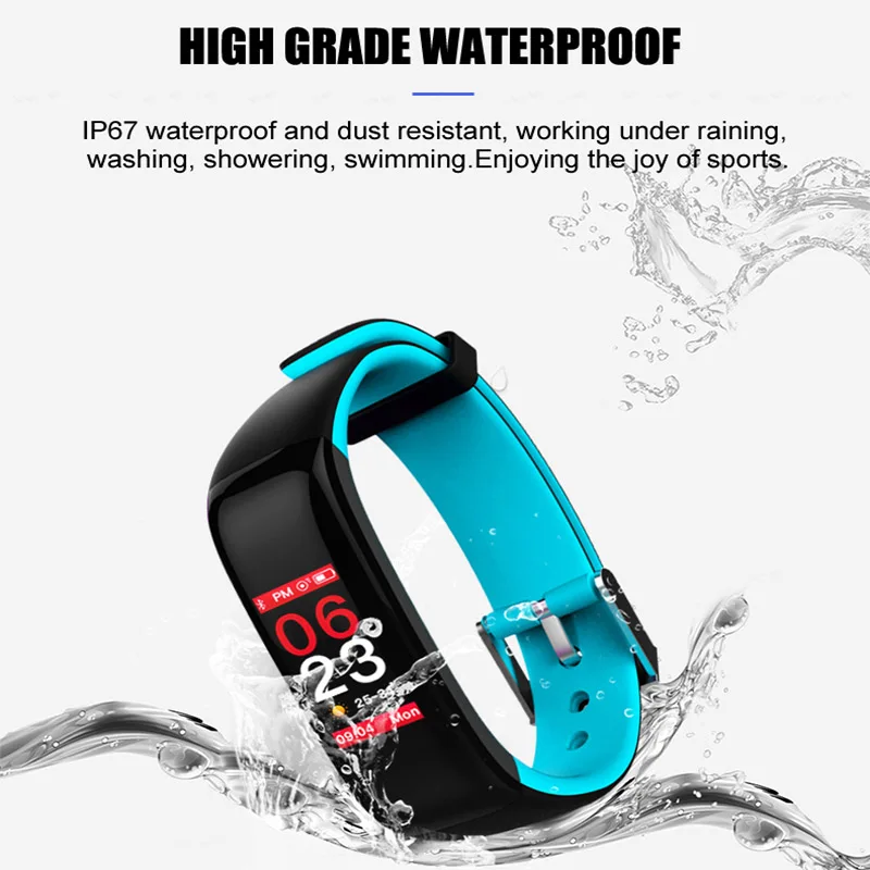 P1 Plus Color Display Smart Band Blood Pressure Heart Rate Monitor Smart Bracelet IP67 Waterproof Fitness Wristbands Men Watch