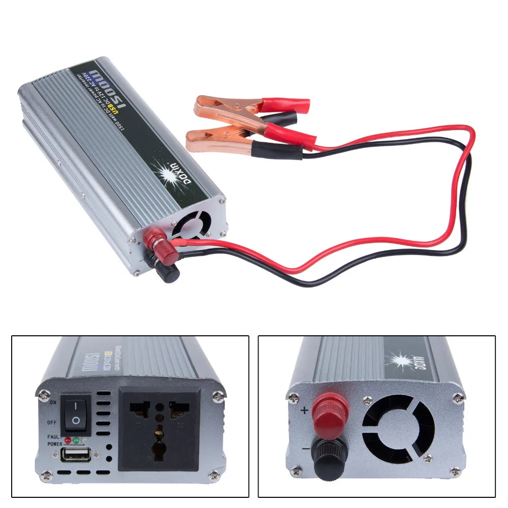 

1500w Car Converter Modified Sine Wave Power Inverter DC 12v to AC 220v USB 5V Invertor USB Car Charger Free Shipping