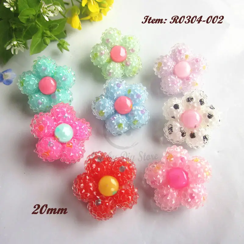 144pcs Mixed color Cute Jelly flowers craft buttons for sewing shank rhinestone embellishments headwear diy decoration