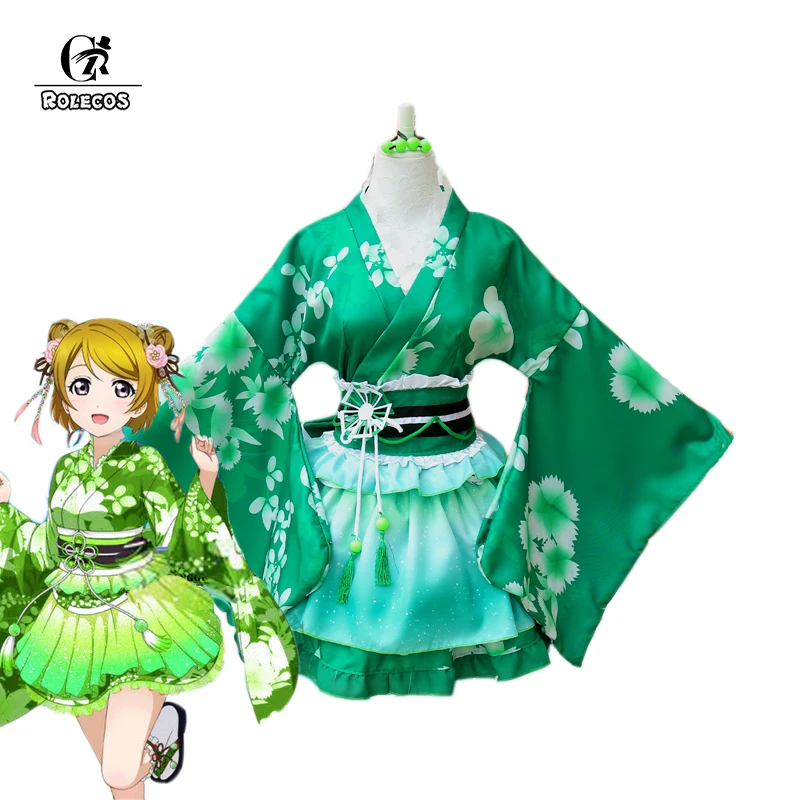 

ROLECOS Anime Love Live Cosplay Costumes Hanayo Koizumi Kimono Cosplay Costumes Love Live Yukata Yellow Kimono Cosplay