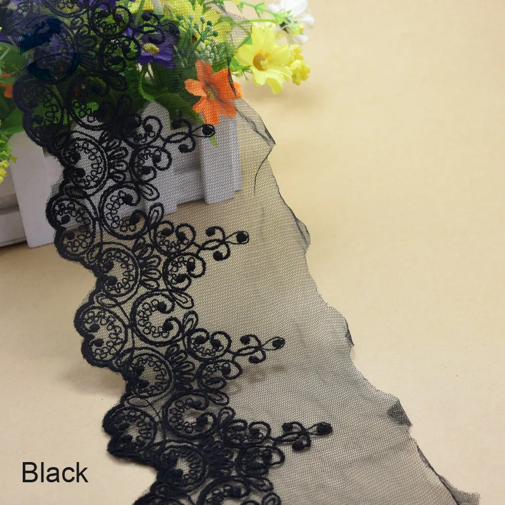 9.5cm Width Cotton Embroid Lace Sewing Ribbon Guipure African Lace Fabric Trim Warp Knitting DIY Garment Accessories #3044