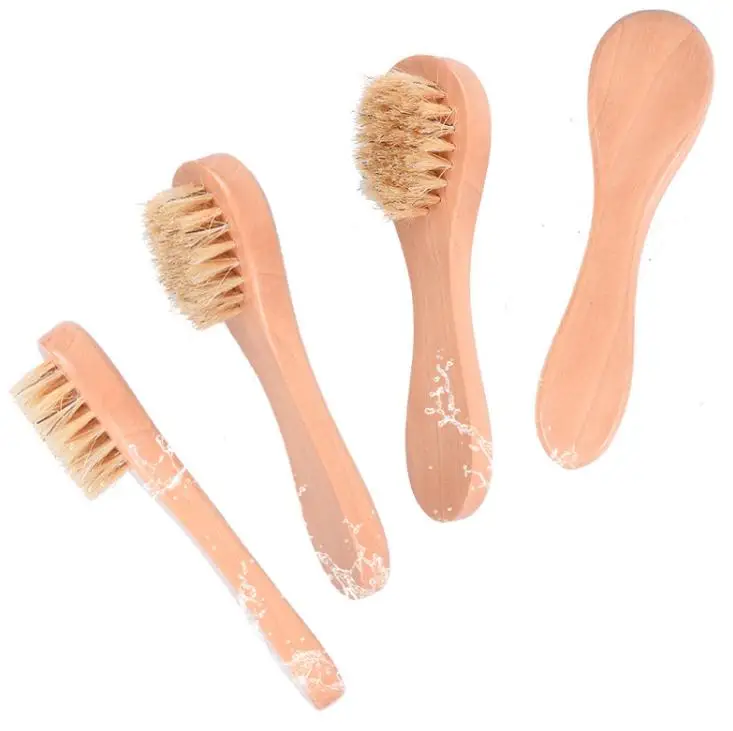 

Natural Boar Bristles Facial Brush Dry Skin Bath Spa Brush Remove Dead Skin Rub Face Nail Brush SN709