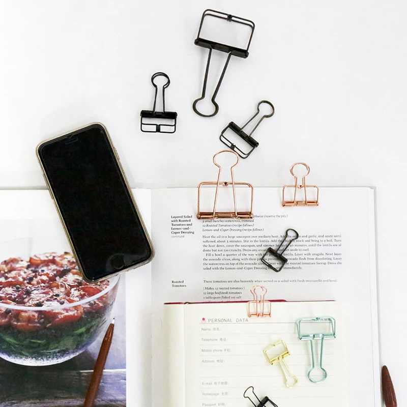 JIANWU Metal long tail clips gold paper clips Color clips mini clips Multifunctional metal bookmark