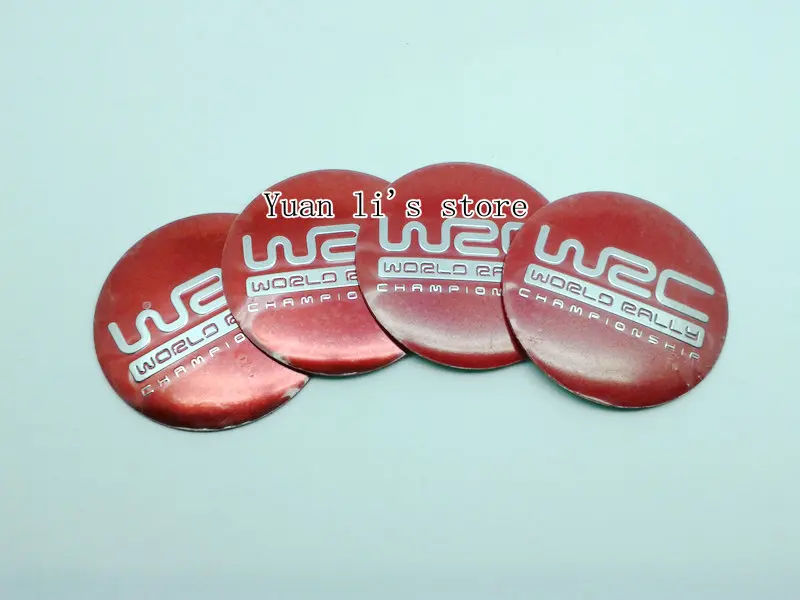 1 Set(1 Set=4pcs) WRC Wheel Center Hub Cap caps hubcap Emblem Sticker decal red   Car Styling