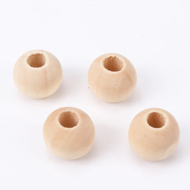 15mm 30pcs Big Hole Natural Flat round Wooden Wheel Beads Fit Jewelry Making DIY KL100