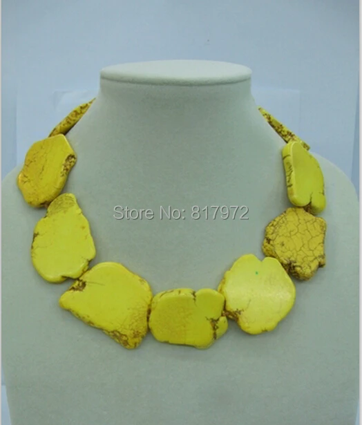 

Wedding Gift Yellow stone Slice Necklace Charming Handmade Woman Party Exaggerated Jewelry