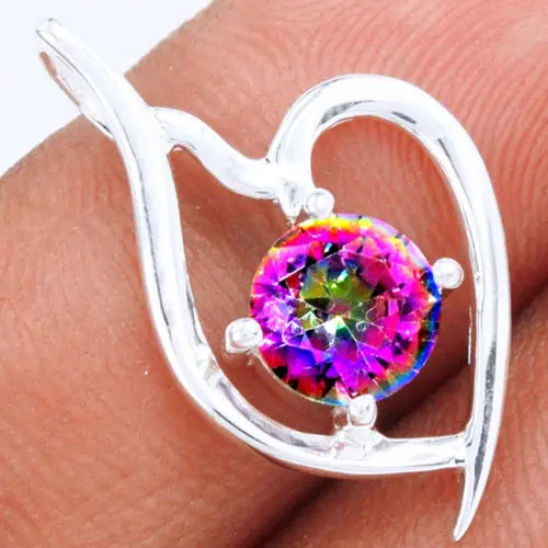 

Подвеска ручной работы из натурального мистического топаза, 100% серебро 925 пробы, 24 мм, 1,8 г, AP0241