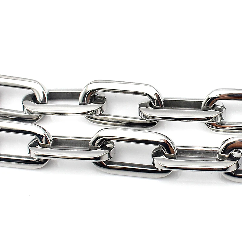 Fashion Chunky Link Chain Necklace Stainless Steel Flat O Design Silver Color Unisex Jewelry Accessory