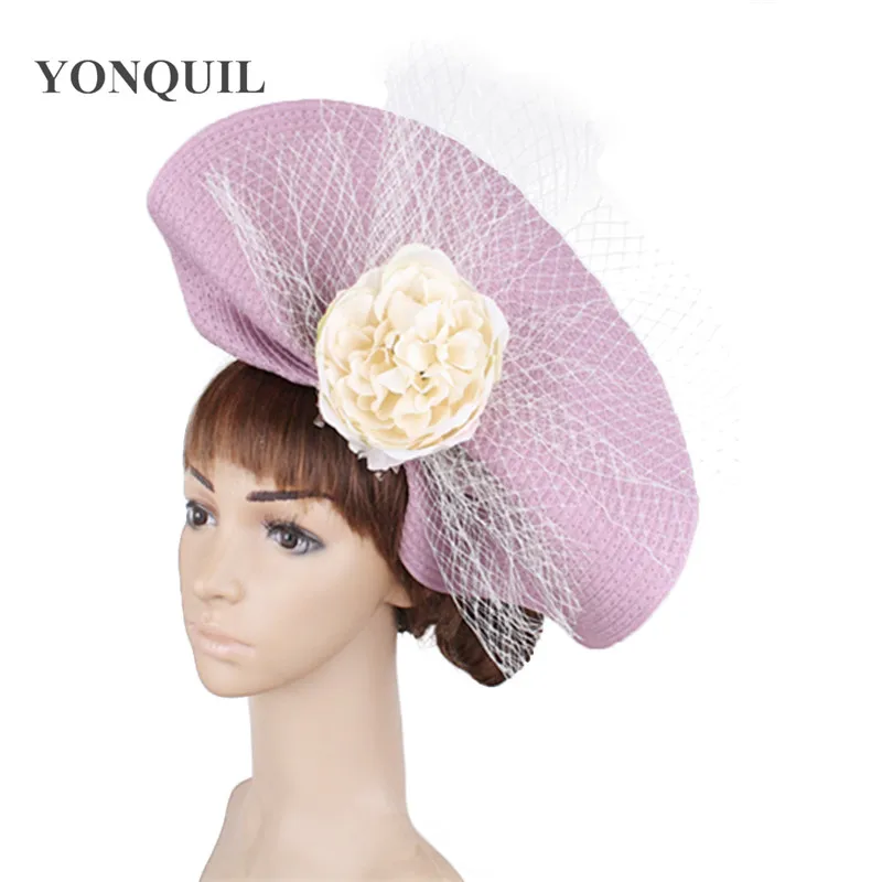 New Arrivals Vintage Hair Fascinator Hats Race Wedding Women Flower Fedora Caps With Veils Derby Headwear Headbands SYF451