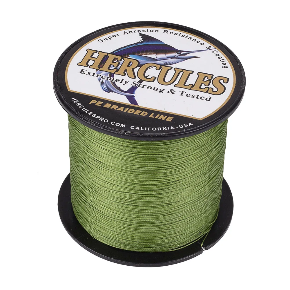 Hercules Braid Fishing Line PE Army Green 4 Strands 100M 300M 500M 1000M 1500M 2000M Fishing6LB-100LB Weave Super Strong Threads