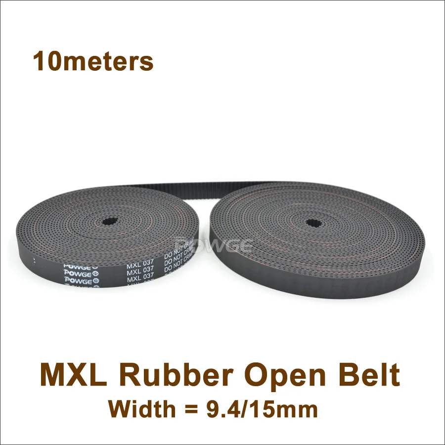 

POWGE 10meters MXL Open Timing Belt Width 9.4/15mm MXL Rubber Synchronous Belt MXL Timing Pulley MXL-037 MXL-15