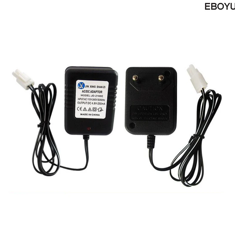 EBOYU DC EL 2P Plug 4.8V 250mAh Ni-MH Ni-Cd AA Battery Pack Charger Adapter with EL Plug for RC Toys Cameras AC 110-240V