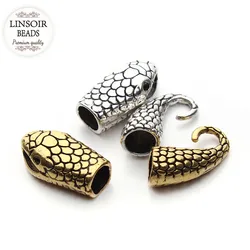 10sets Antique Silver/Gold color Snake Clasps Hooks Fit 7mm Leather Cord Bracelet Necklace End cap Connectors For Jewelry Making
