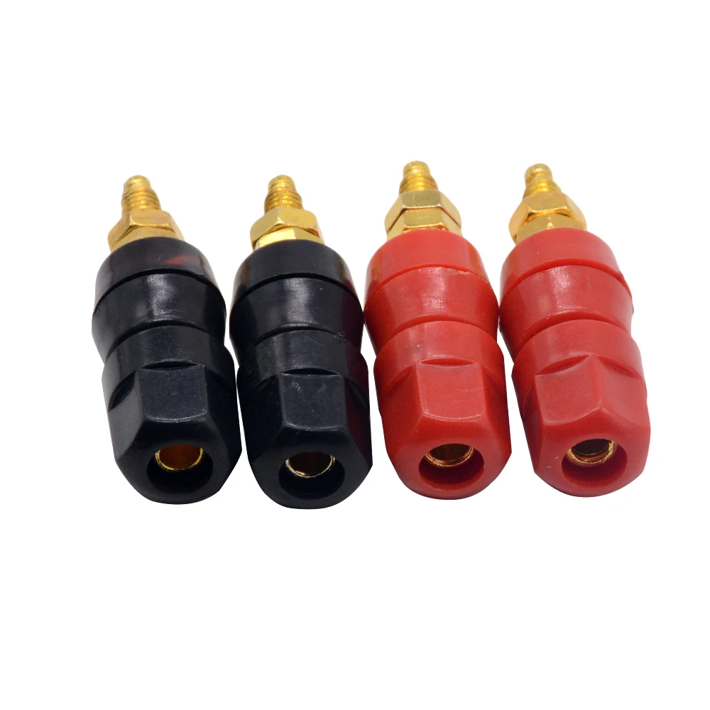 Red Black 4mm Banana Socket Binding Post Nut Banana Plug Jack Connector Adapter