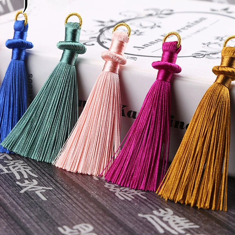 2PCS 8CM Hanging Ring Tassel Jewelry Curtain Garments Decorative Accessories DIY Key Cell Phone Bag Fringe Trim Tassels Pendant