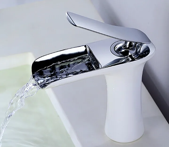

Luxury Brass Tap, white color finish Basin Tap, Deck Mounted Basin Faucet Single Handle Sink Mixer Tap BF011