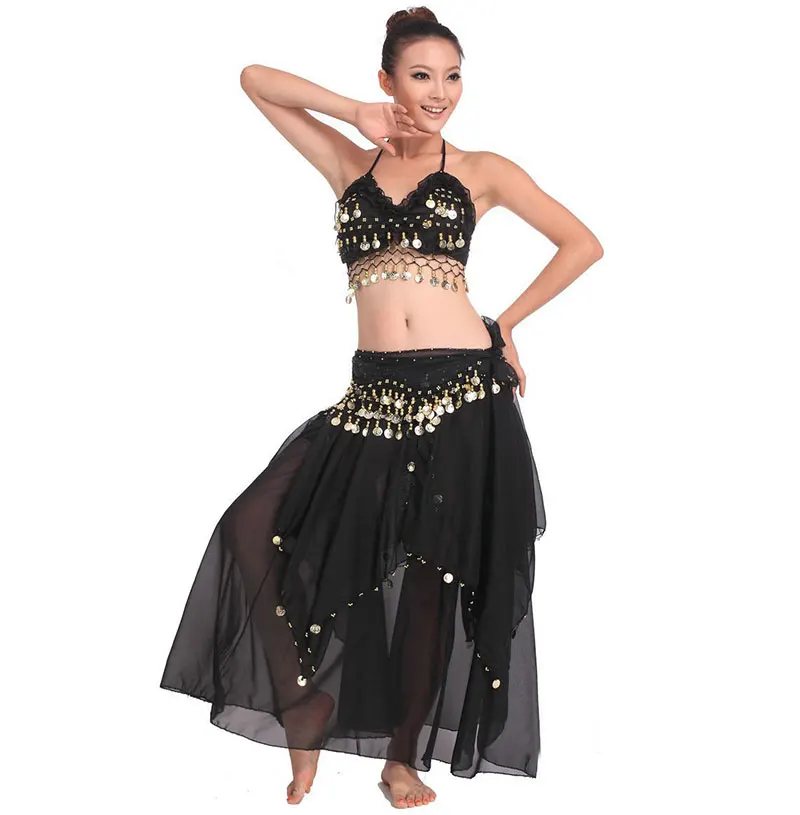 Traje de dança do ventre para mulheres, vestido indiano, conjuntos de dança do ventre, saia tribal, 11 cores