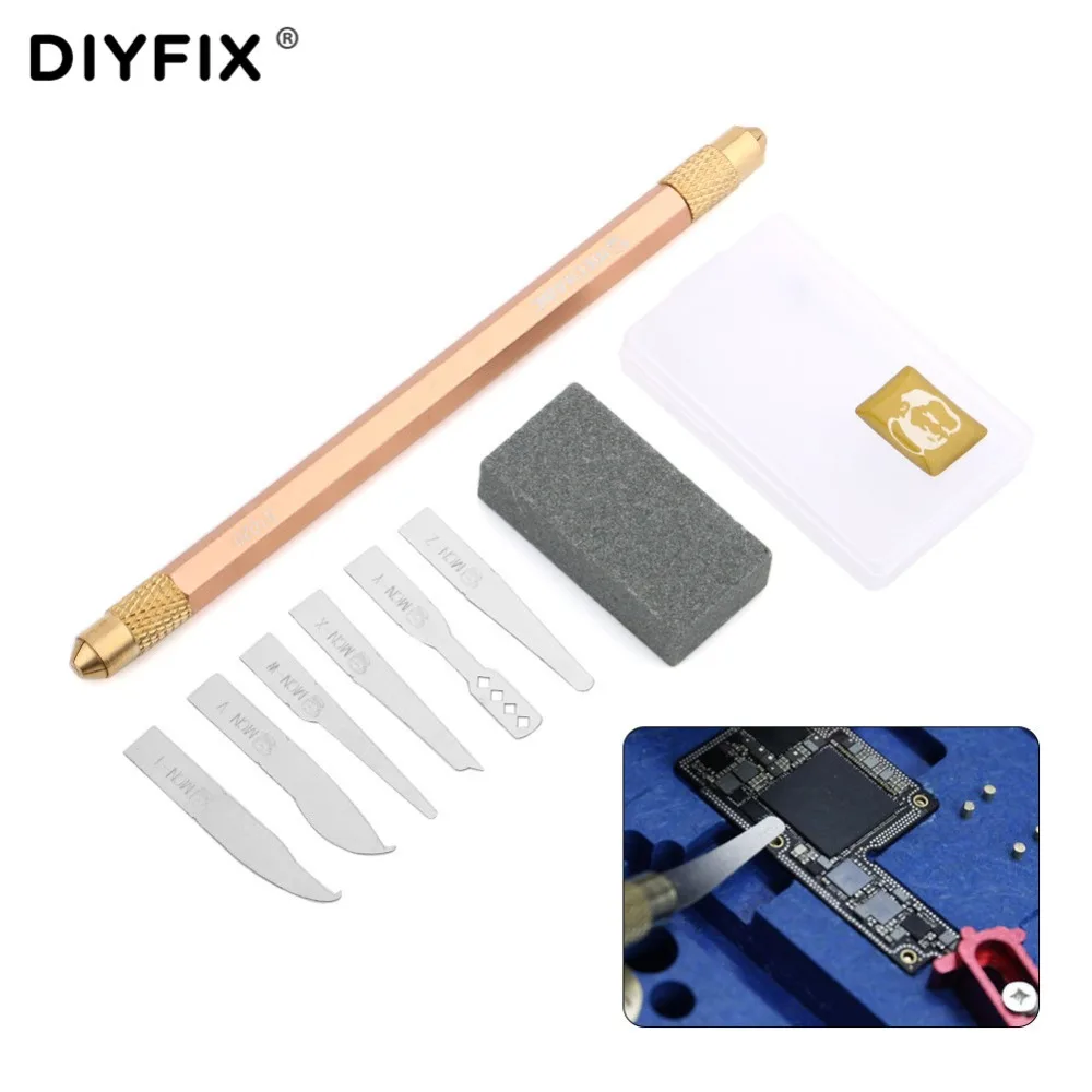 

DIYFIX 8 in 1 IC Chip BGA Repair Thin Blade Tool CPU Remover Burin For Mobile Phone Computer Processor Repairing Hand Tools Set