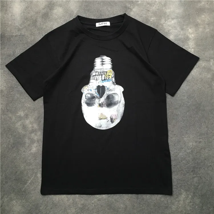 

New Novelty 2019 Men Screw bulb Skull Head T Shirts T-Shirt Hip Hop Skateboard Street Cotton T-Shirts Tee Top kenye S-XXL #K19