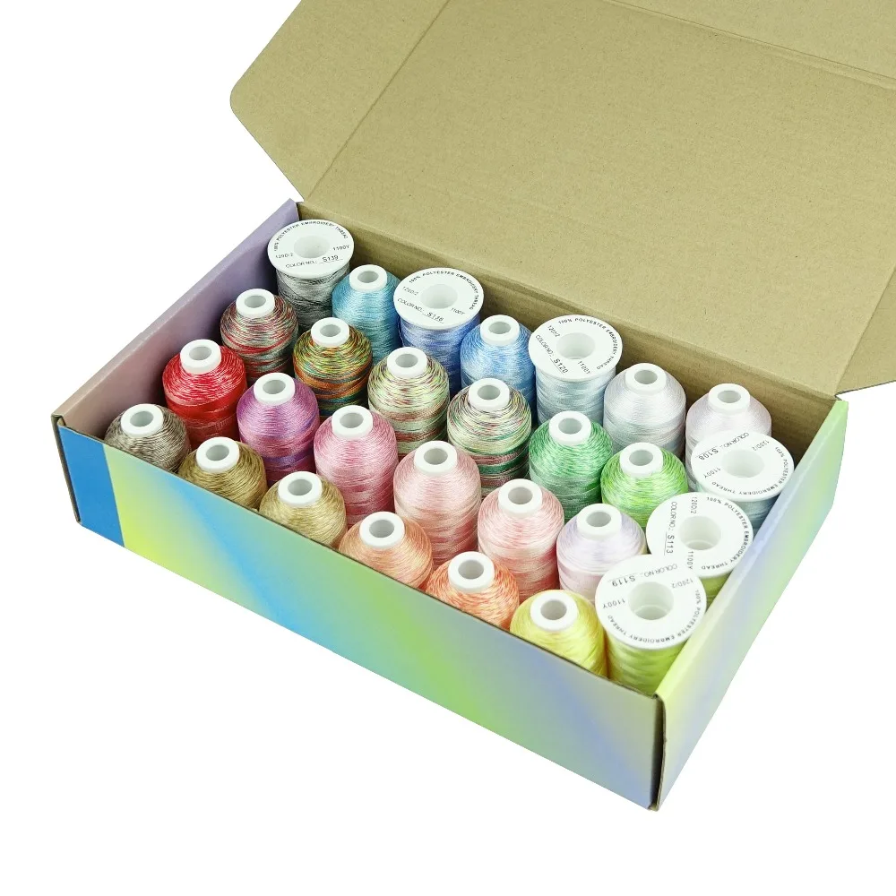 Simthread Assorted 28 Colors Embroidery Machine Thread Variegated Colors Multi Colors Thread