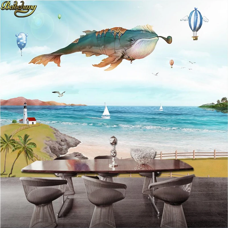 

beibehang Custom Photo 3D Wallpaper Large 3D Fresco Hand-painted Cartoon Whale Balloon TV Wall papel de parede