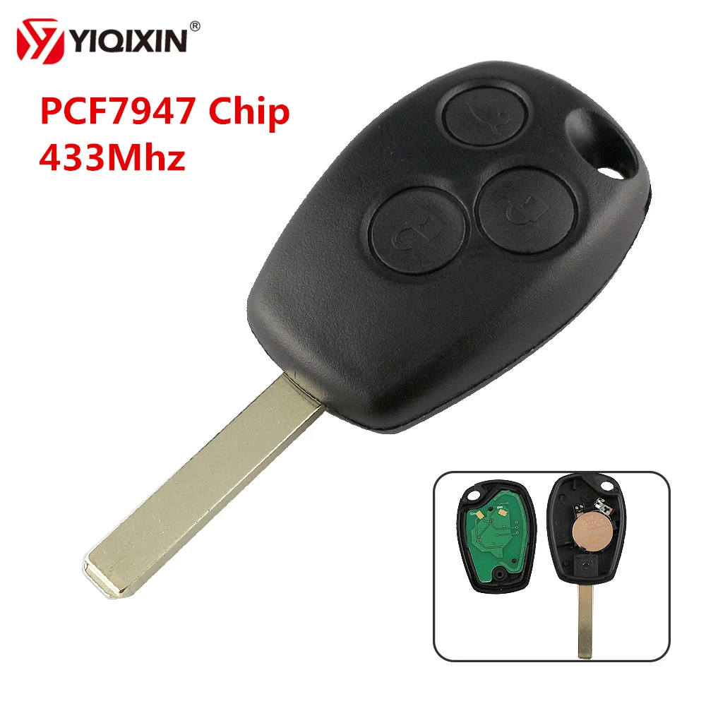 

YIQIXIN New 3 Button Car Remote Key 433Mhz PCF7947 ID46 Chip For Renault Megane Duster Modus Clio 3 Twingo DACIA Logan Sandero