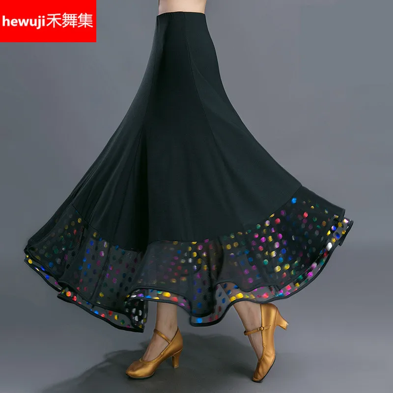 Lady New Modern Dance Skirt Female Pendulum Dancing Skirt Female Ballroom Dancing Costumes Long Dance Competition Suit D01