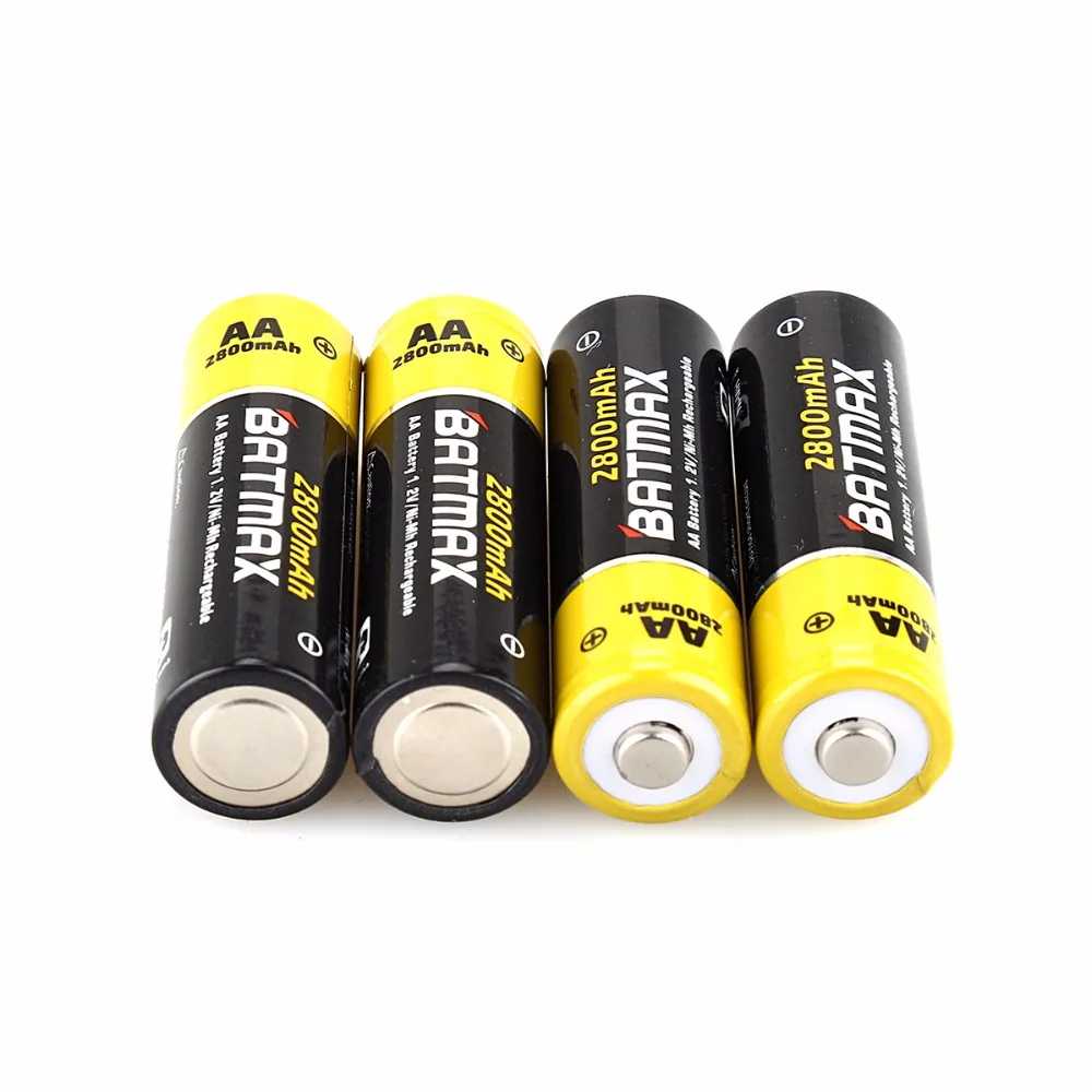 4 Packs High-Capacity 2800mAh AA NiMH Rechargeable Batteries for Camera, Calculator, MP3 Player ect.