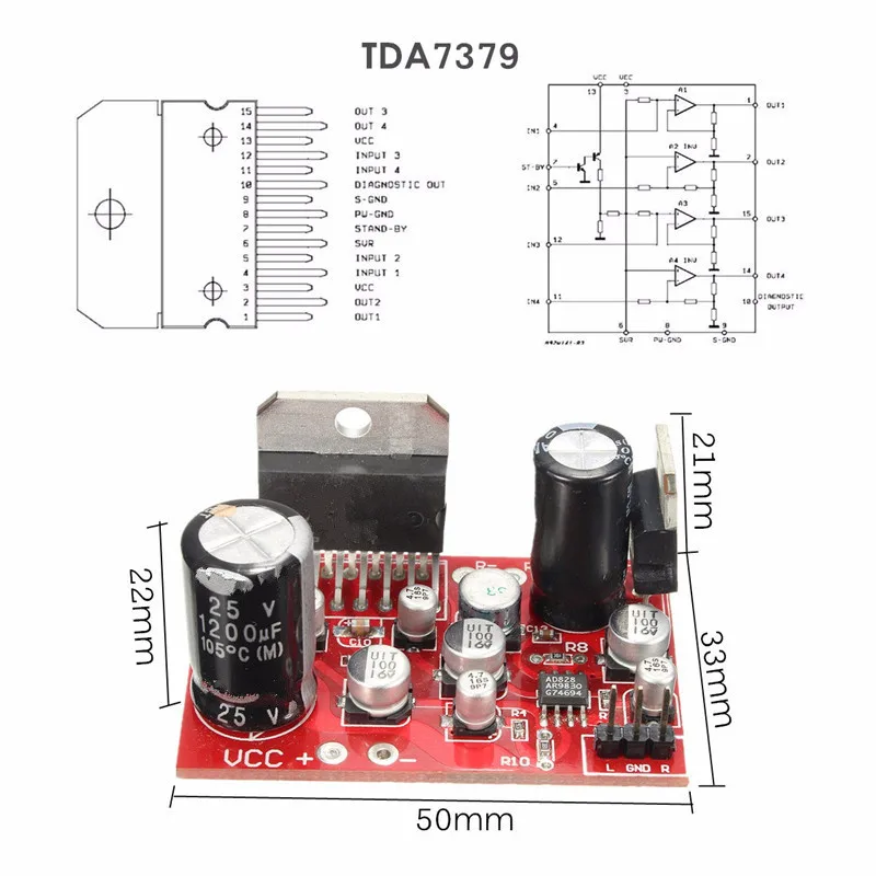 Placa amplificadora estéreo, preamplificador AD828 super que NE5532, DC 12V TDA7379 38W + 38W