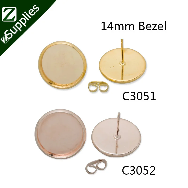 

50pcs earring with a 14mm bezel,earring blank,fit 14mm cabochons
